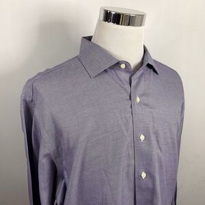 Brooks Brothers 18 36 Regent Non Iron Dress Shirt Houndstooth Purple Cotton